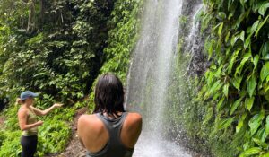 Waterfalls against lush greenery in Guatemala