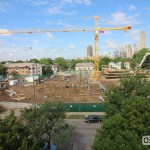 Hagfors Center construction site showing initial construction of columns