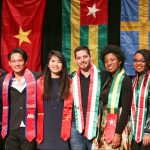 International seniors receiving sash at banquet