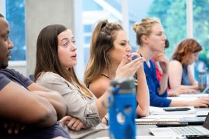 Students sitting in Augsburg classroom