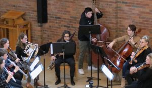 Augsburg Students and Faculty performing at the Music Listening Contest