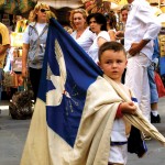 Boy with flag Florence, Italy