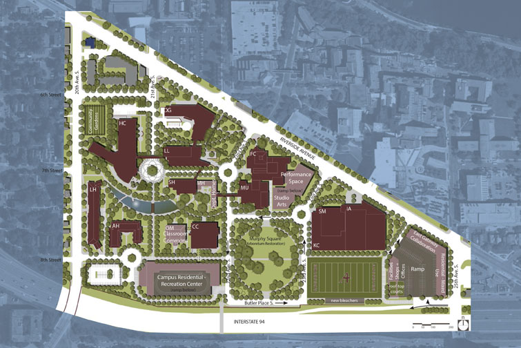 A map of the 20-year campus master plan vision