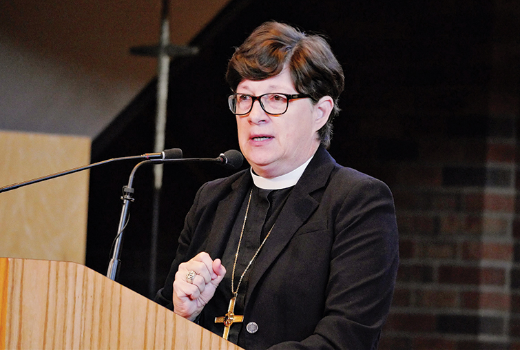 Bishop Eaton speaking at chapel