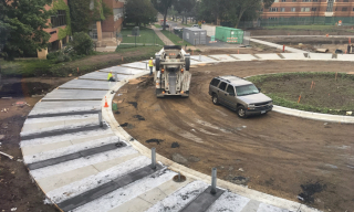 Construction of the round about in front of the Hagfors Center