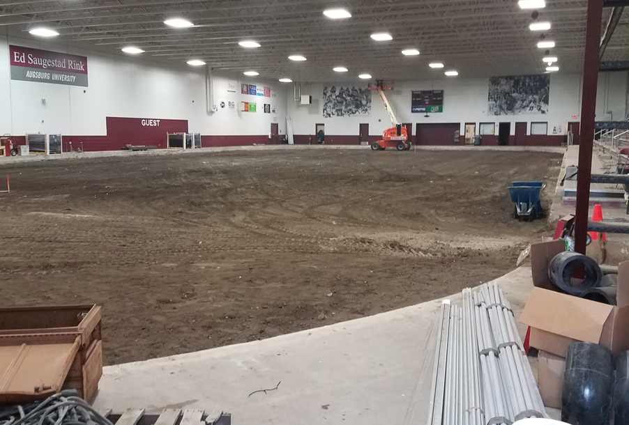 The Augsburg Ice Rink stripped down to dirt