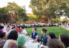 Guests enjoying a meal outside