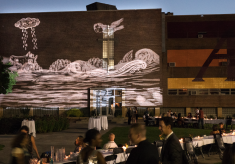 Art projected on the side of a building