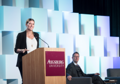 Beatrice Fihn speaking at the Forum