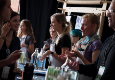 Guests tasting water at the Water Bar