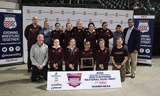 Augsburg Women's division athletes posing with the certificate.