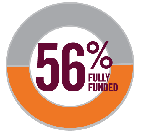 Pie Chart showing 56% Fully Funded Projects