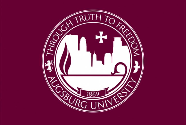 Augsburg University Seal on a maroon background