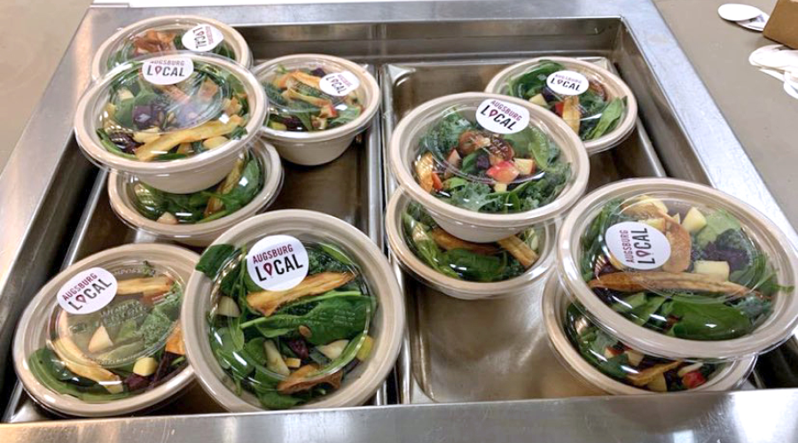 Student-created salads are offered in The Commons.