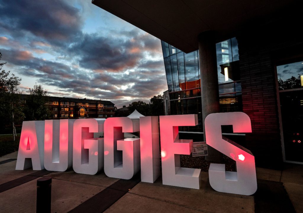 Large white letters saying 