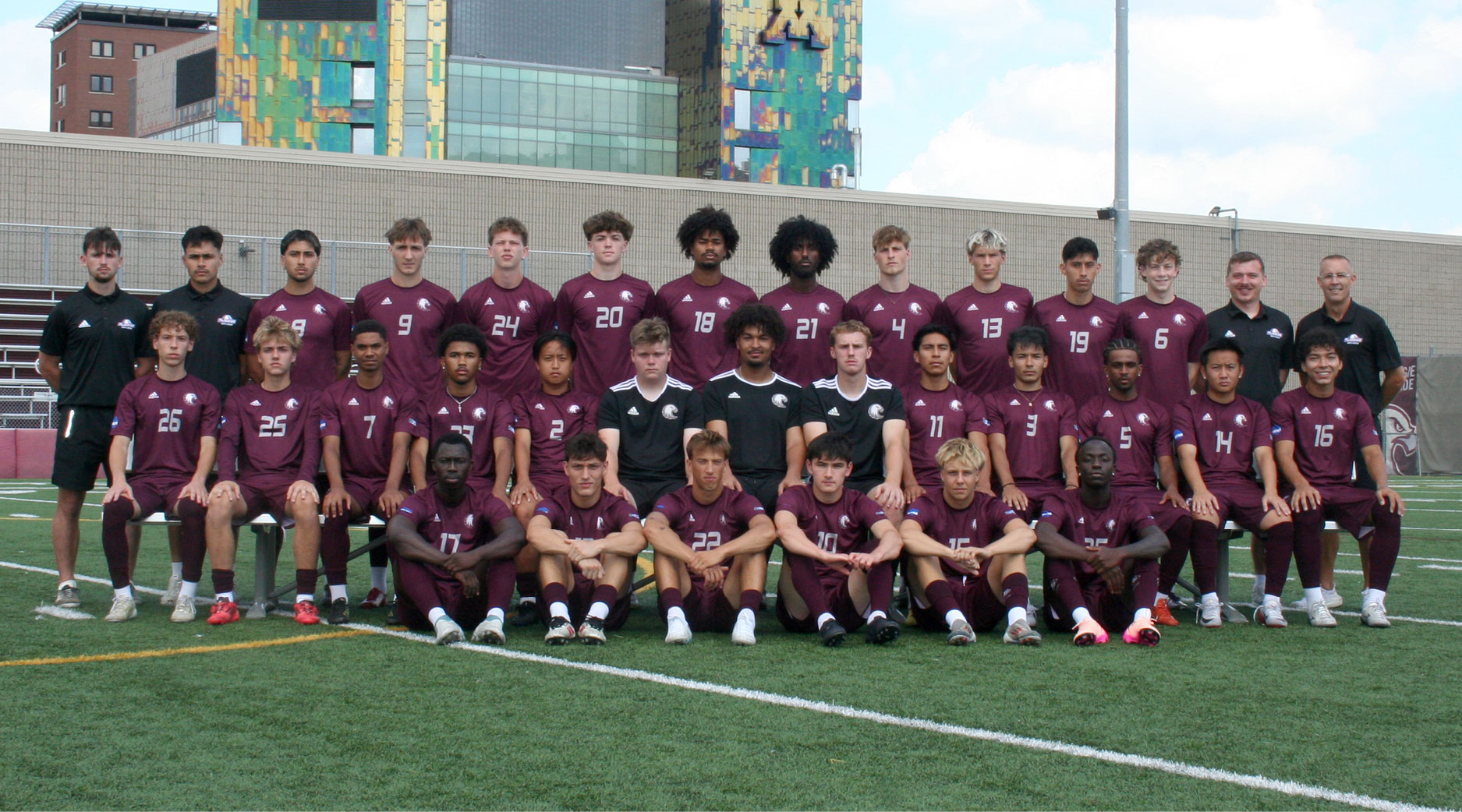 Header-Men_s-Soccer-Team-2025-Don-Stoner Augsburg men's soccer team group photo, 2025.