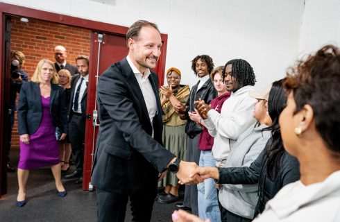 His Royal Highness Crown Prince Haakon of Norway and hockey star Mats Zuccarello visit Augsburg
