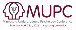 Decorative Banner including the logo for the 2026 Minnesota Undergraduate Psychology Conference at Augsburg University.