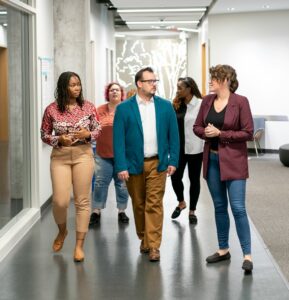 Group of people walking together.