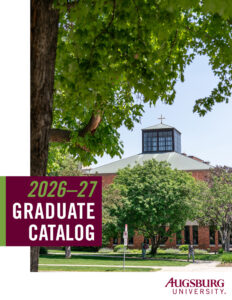 Graduate catalog cover showing Foss Center at Augsburg University